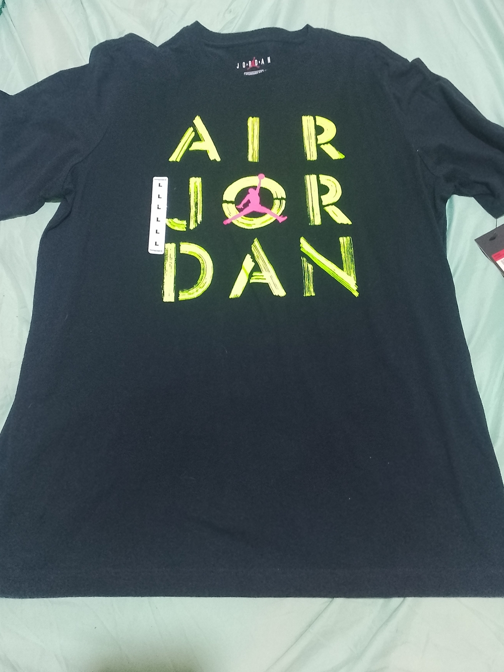 Jordan Mens Black T-Shirt with Neon Yellow Logo